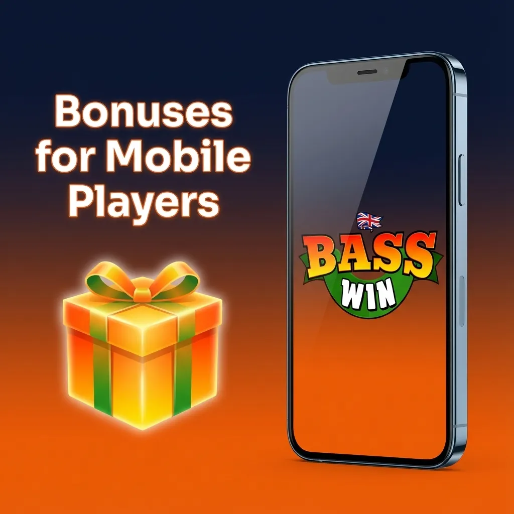 Smartphone displaying Basswin app bonuses: welcome package, reload offers, free spins, and sports free bets for mobile players.