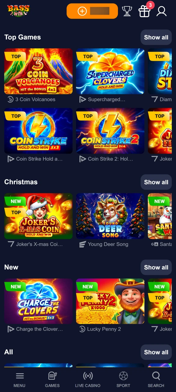 Select a welcome bonus offer at Basswin.