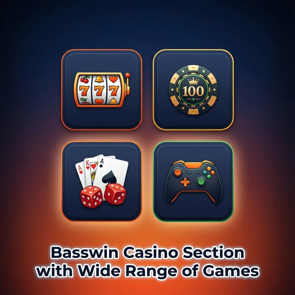 Basswin Casino lobby showing slots, live dealer tables, jackpots, and game shows, with filters for UK players