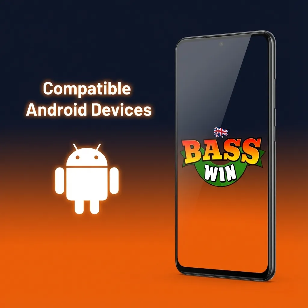 Graphic listing compatible Android phones for the Basswin app, including Samsung, Pixel, OnePlus, Xiaomi, Motorola, Huawei, Sony