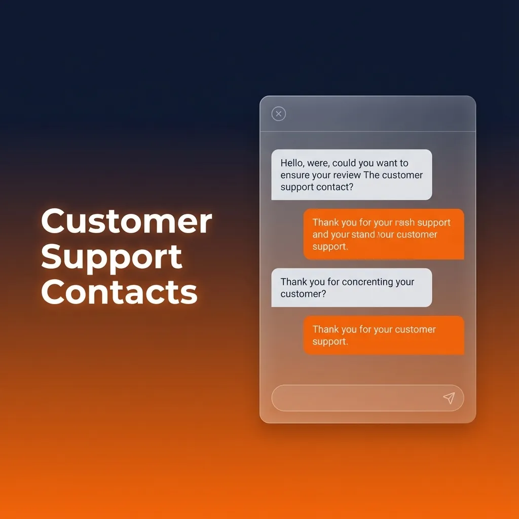 Infographic titled "Customer Support Contacts" showing icons for live chat, email, contact form, and help centre options