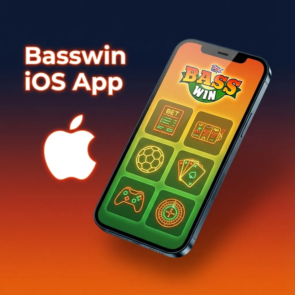Basswin iOS app displayed on iPhone and iPad screens, showing betting and casino options for UK players