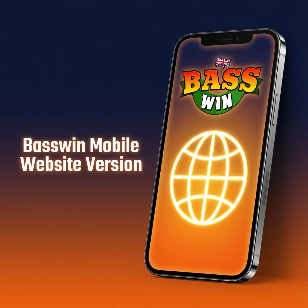 Smartphone displaying Basswin mobile website interface for sports betting and casino games in a browser, no app installed