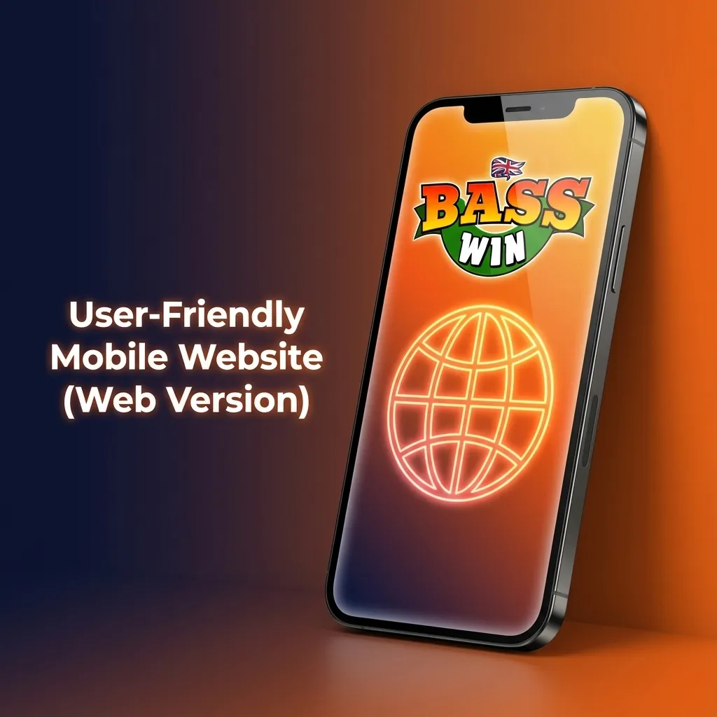 Illustration of Basswin casino site on a smartphone browser, showing slots, live games, and sportsbook with touch-friendly layout