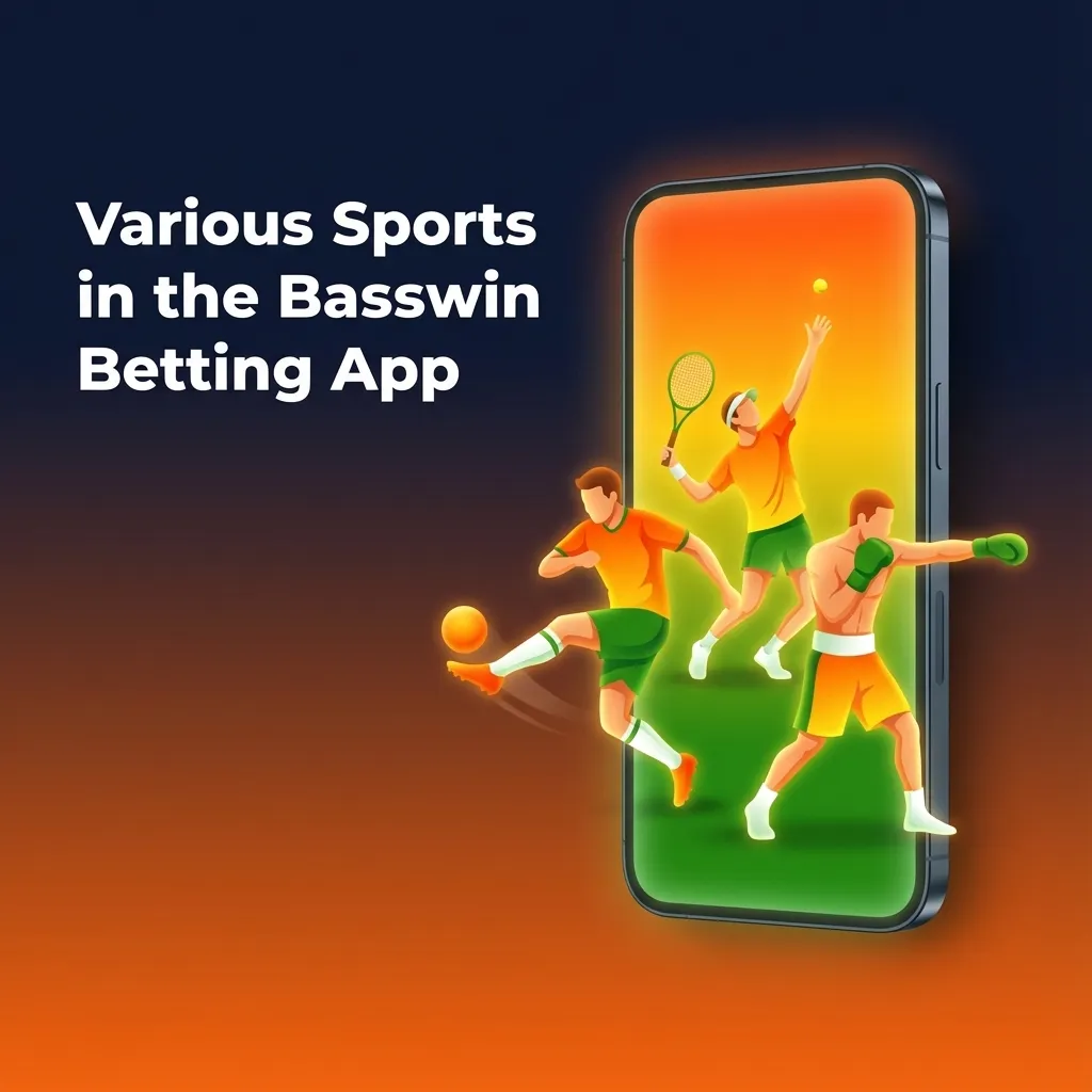 Basswin mobile betting app screen showing menus for football, tennis, cricket, esports and more, with live and pre‑match options.