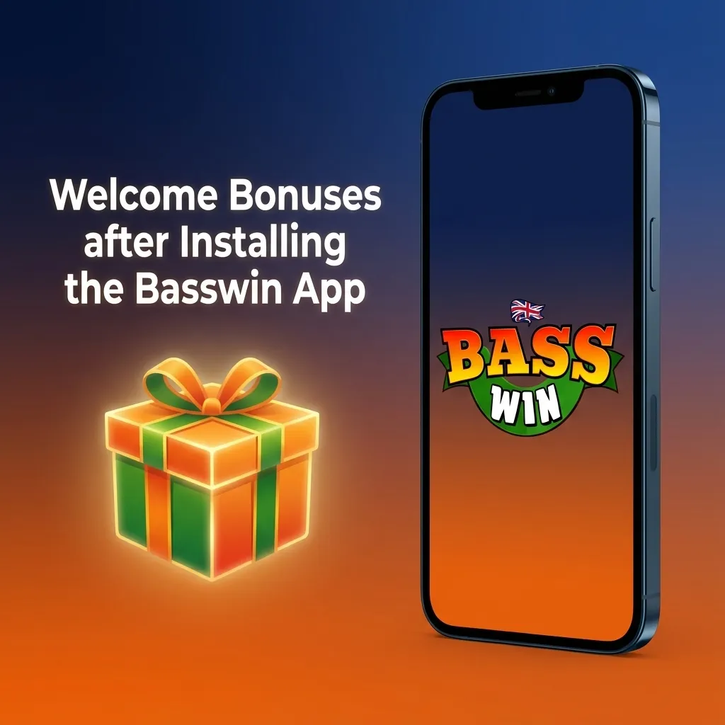 Basswin app screen showing three casino welcome bonus options with varying deposit matches and free spins packages