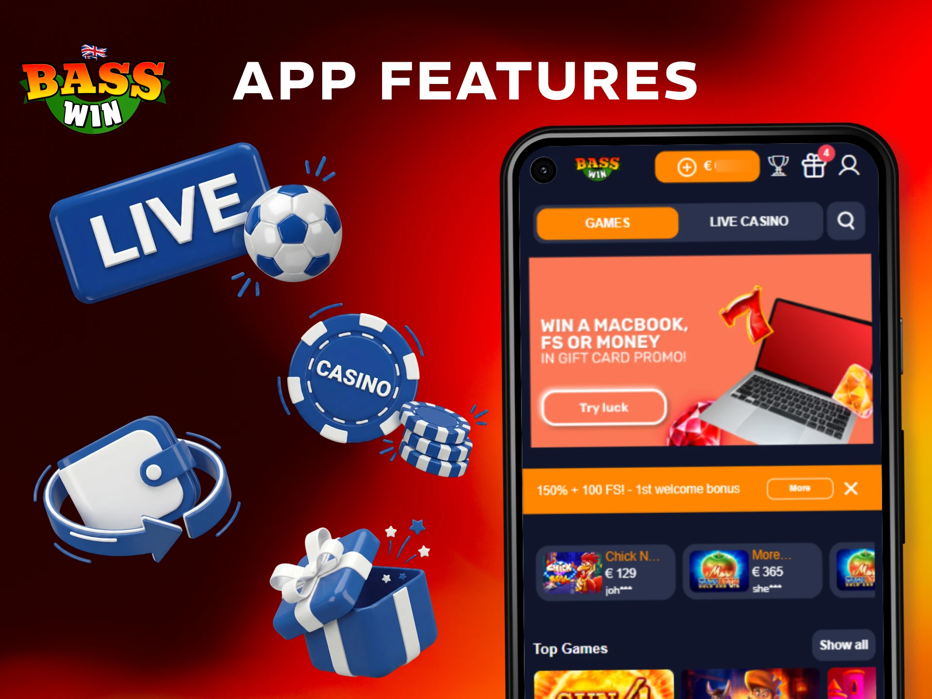 Explore all the unique betting features of the Basswin APK.