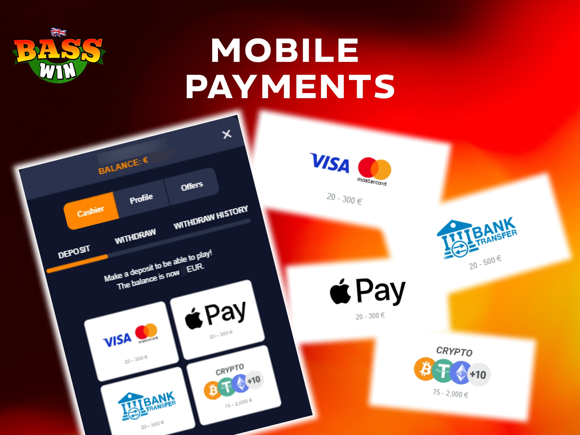 Manage deposits and withdrawals securely through the Basswin App.