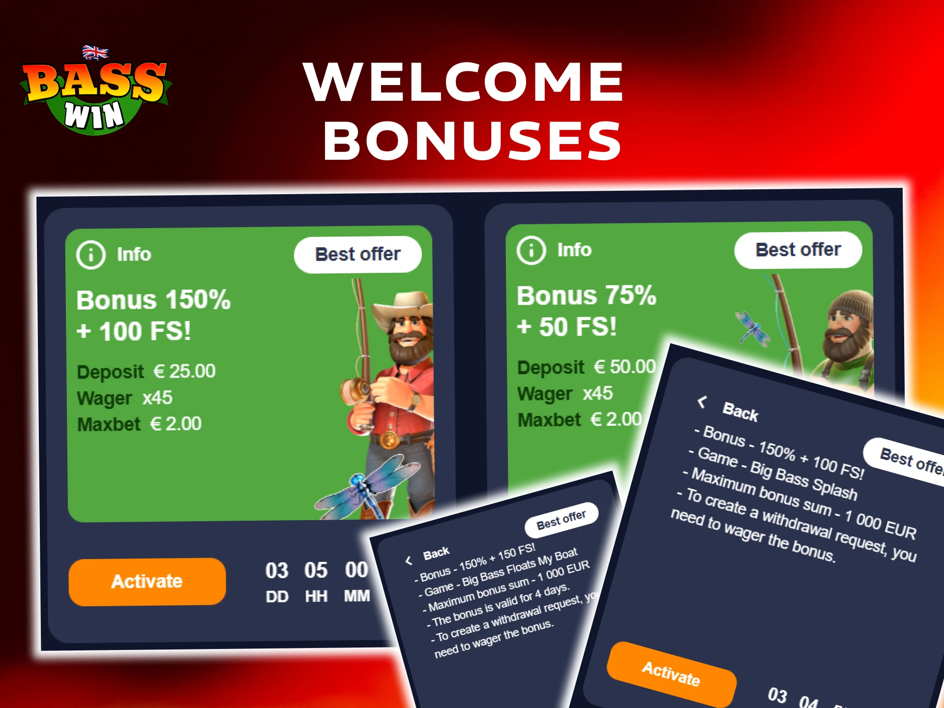 Claim a generous Basswin Bonuses package to start your journey.