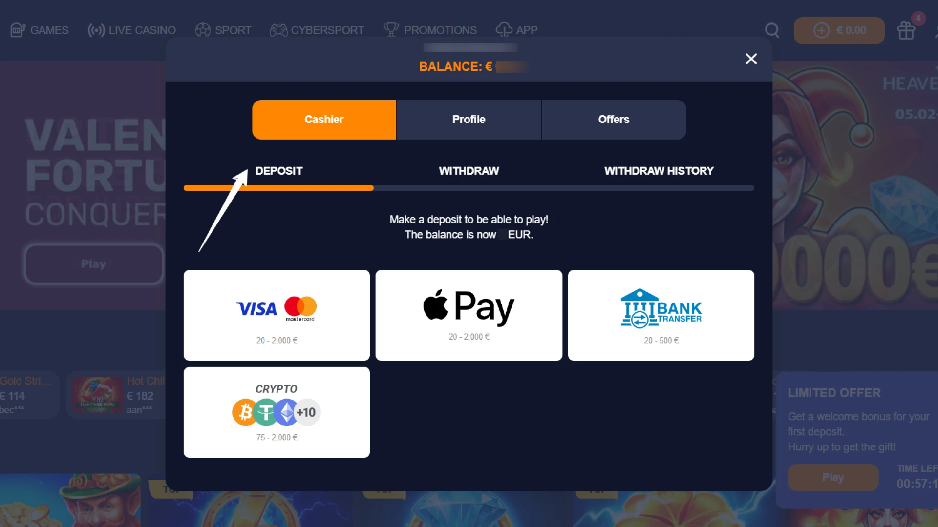 Register and fund your account for betting at Basswin.