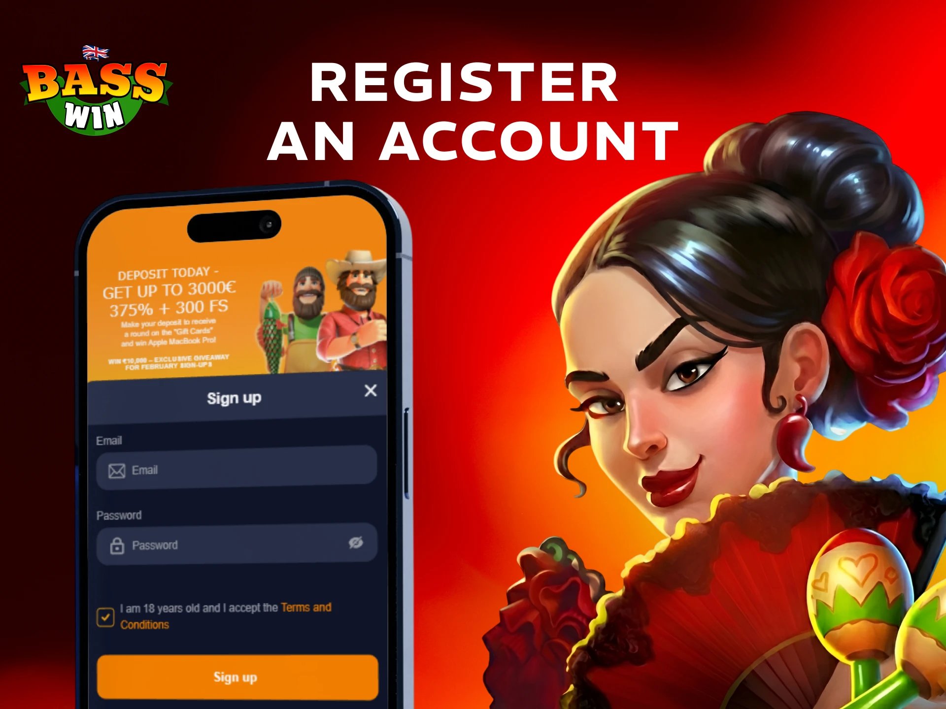 Complete your registration using the mobile interface of Basswin App.