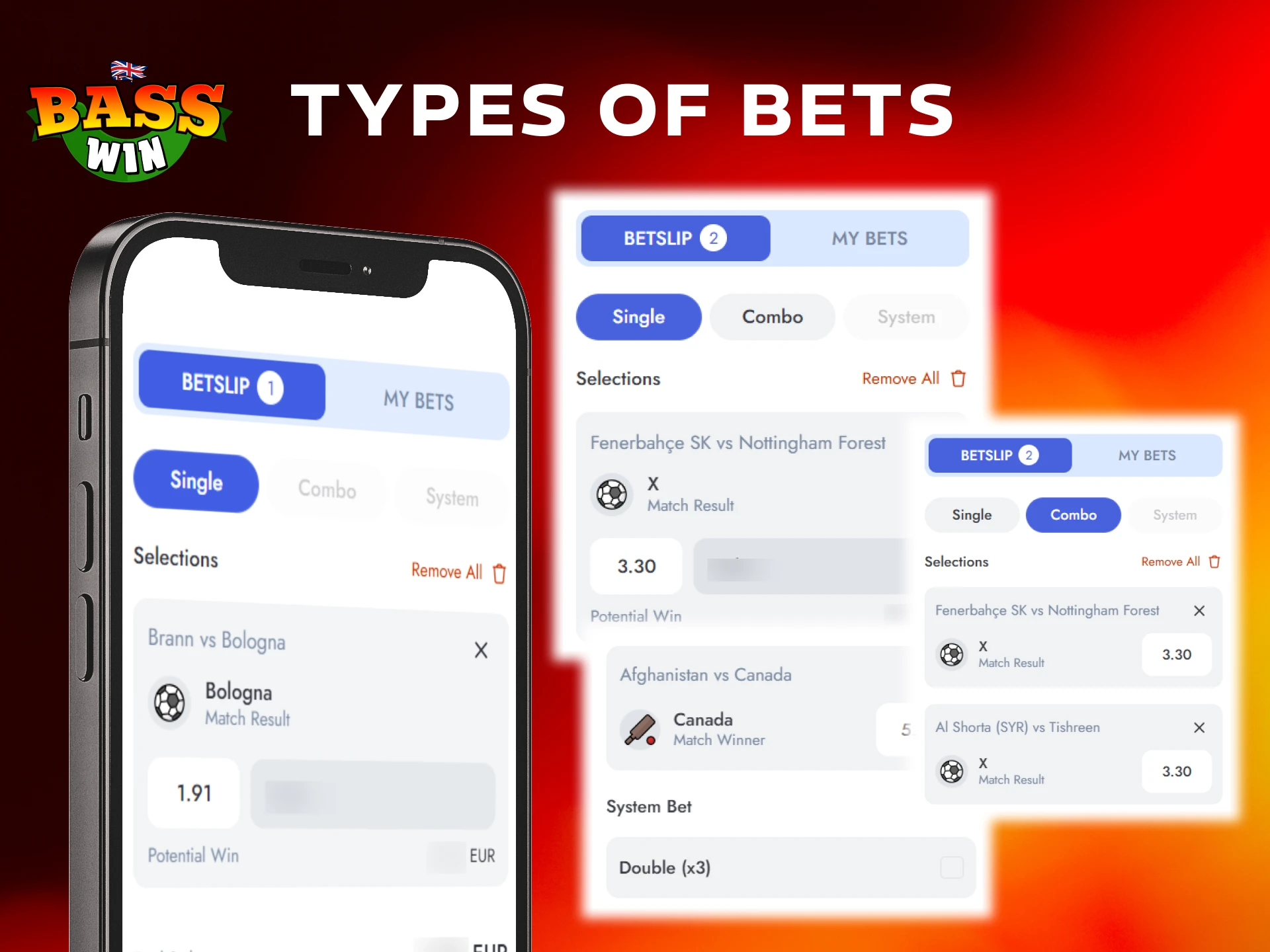 Explore different betting options available in the official Basswin App.
