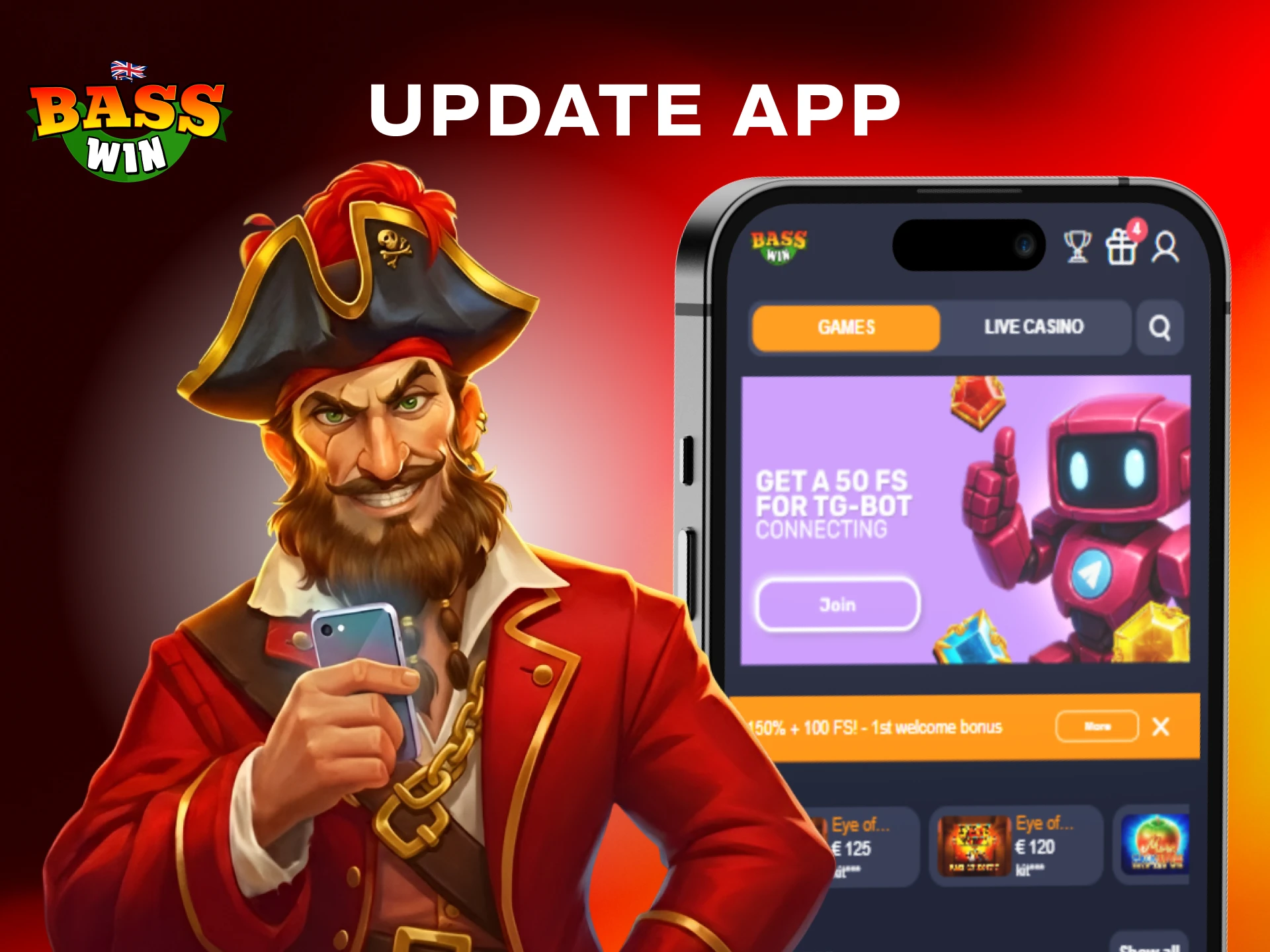 Get the newest features by updating your mobile Basswin App.