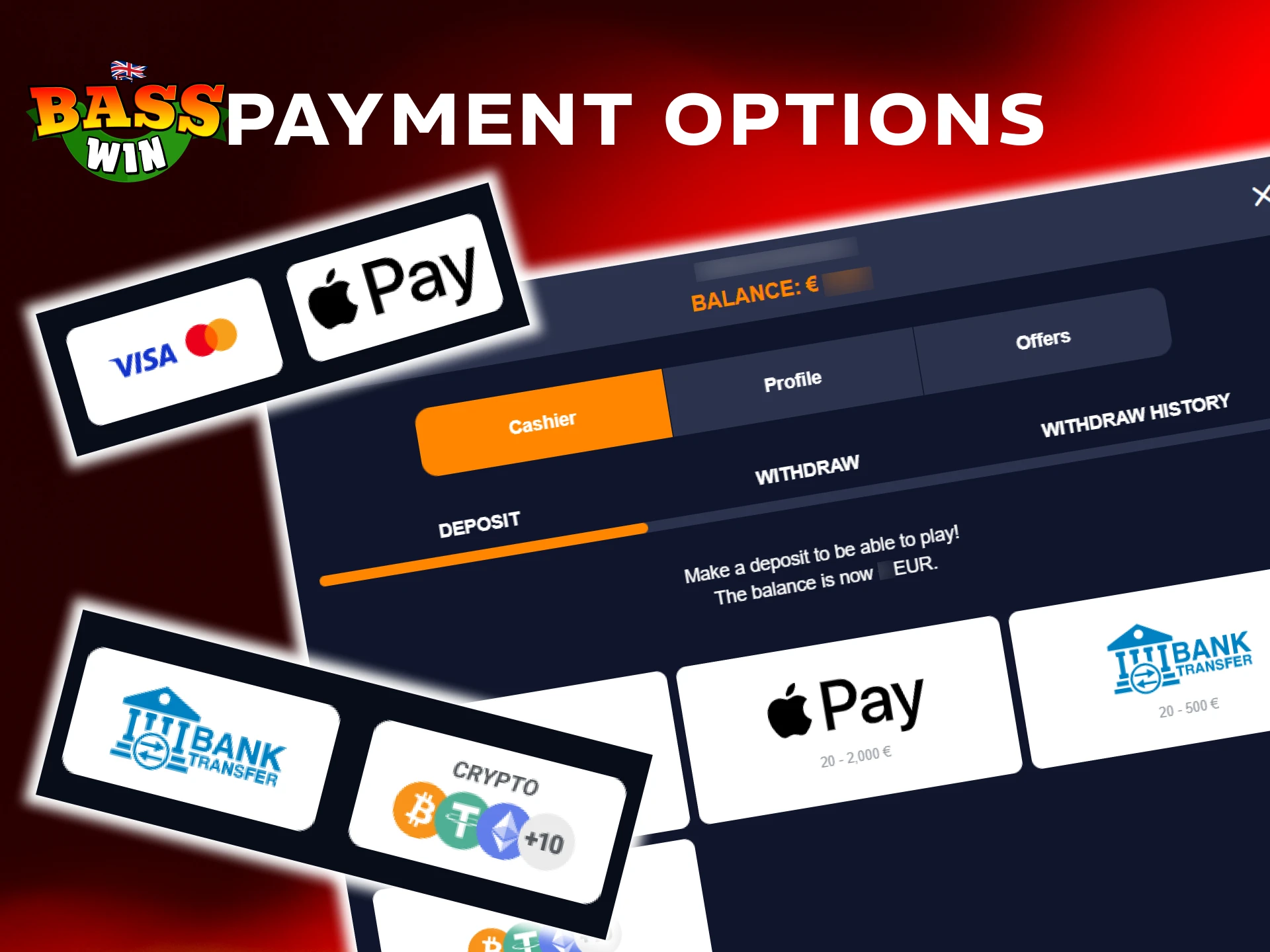 Use secure payment methods at the Basswin UK betting site.